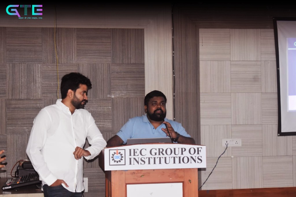 Trainer presenting at IEC Group of Institutions podium